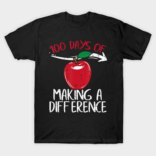 Days Of Difference Apple 100th Day School Teacher T-Shirt by Daysy1